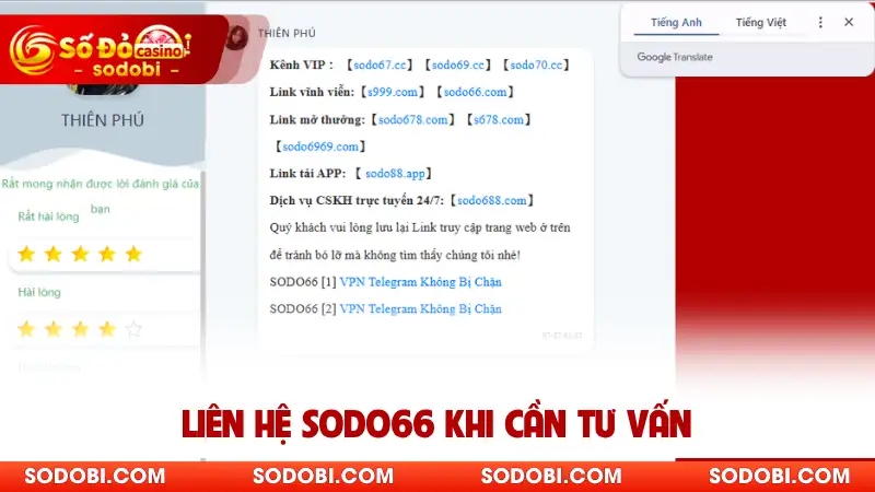 Liên hệ SODO khi cần tư vấn